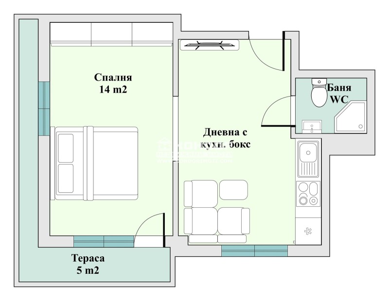 For Sale  1 bedroom Plovdiv , Tsentar , 52 sq.m | 10588797 - image [2]