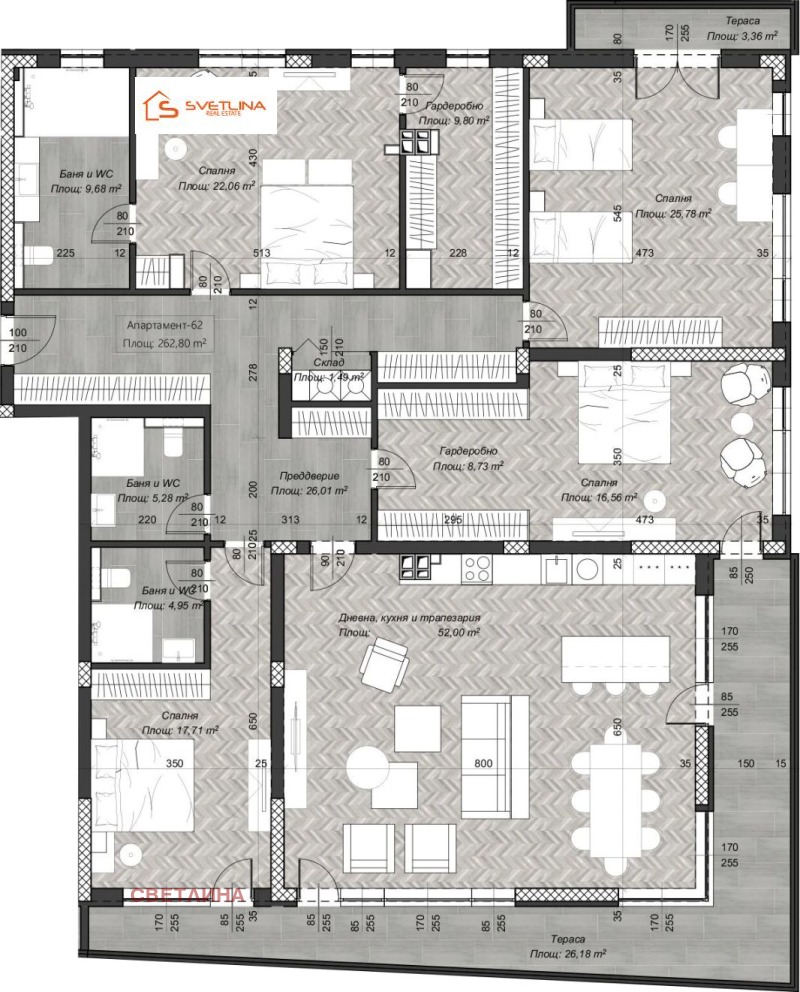 Продаја  1 спаваћа соба Софија , Центар , 126 м2 | 56492467 - слика [4]