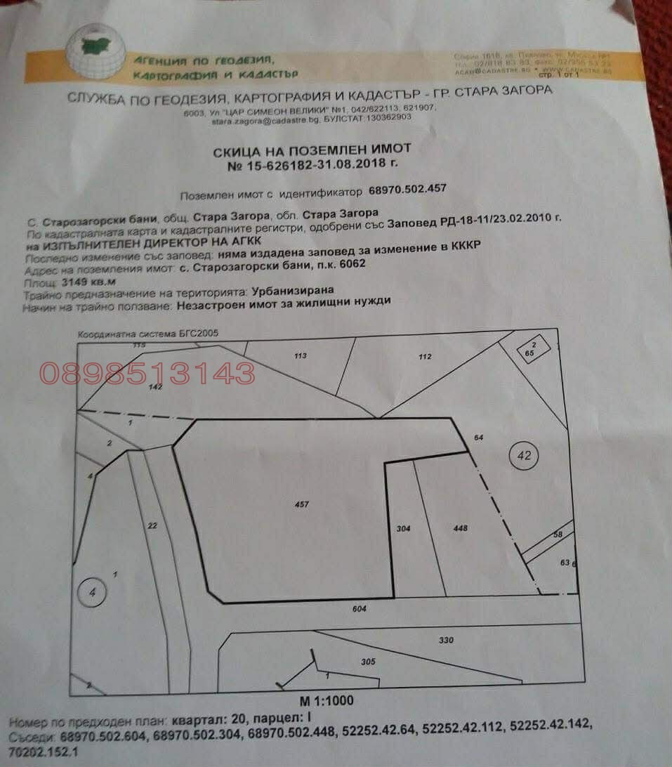 Продава ПАРЦЕЛ, с. Старозагорски бани, област Стара Загора, снимка 2 - Парцели - 53779139