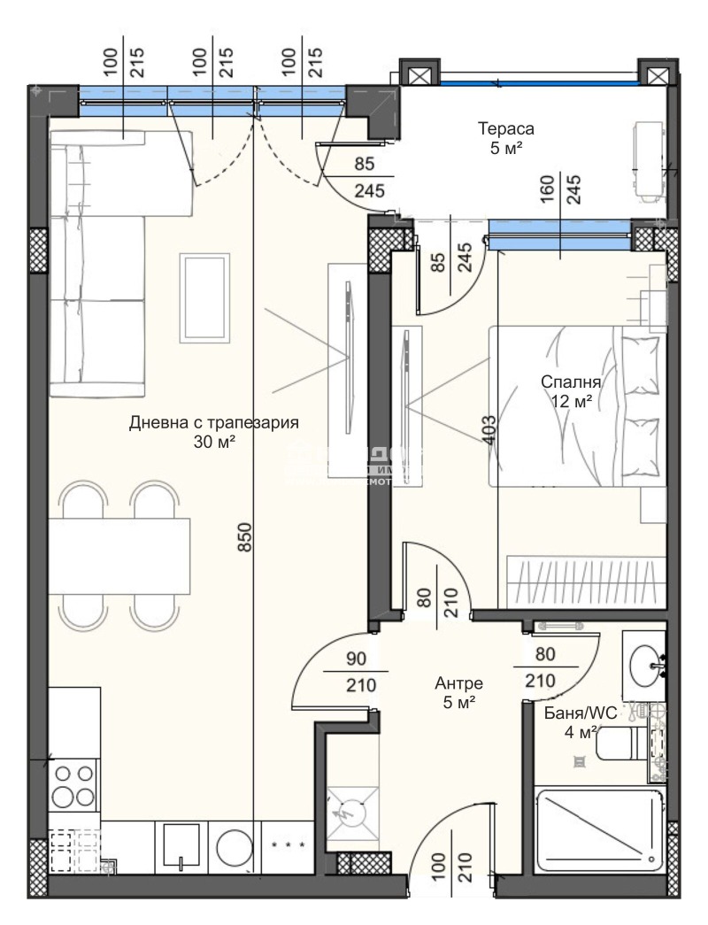 Til salgs  1 soverom Plovdiv , Trakija , 80 kvm | 33815603 - bilde [2]