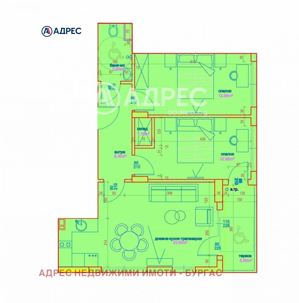 Продава 3-СТАЕН, гр. Бургас, област Бургас, снимка 2 - Апартаменти - 54029603