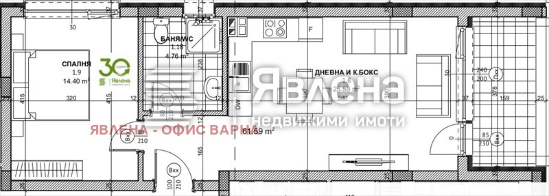 Till salu  1 sovrum Varna , m-t Ptjelina , 68 kvm | 39835099 - bild [3]