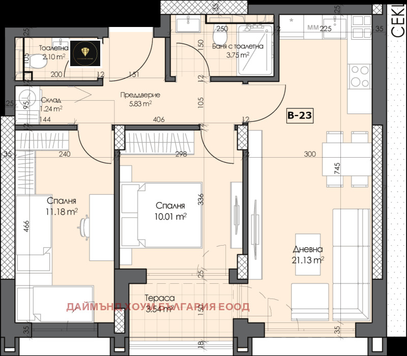 Til salgs  2 soverom Plovdiv , Gagarin , 85 kvm | 69515897 - bilde [2]
