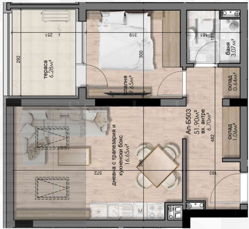 In vendita  1 camera da letto Sofia , Liulin - tsentar , 51 mq | 14887958 - Immagine [4]