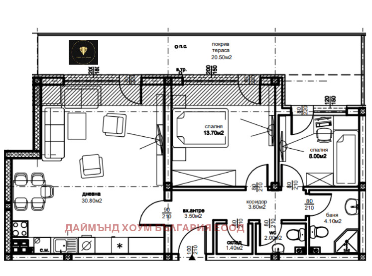 En venta  2 dormitorios Plovdiv , Yuzhen , 110 metros cuadrados | 17099764 - imagen [2]