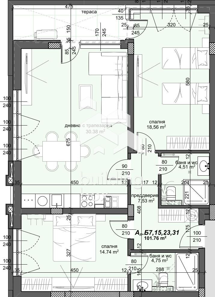 Eladó  2 hálószobás Plovdiv , Trakija , 125 négyzetméter | 29439857 - kép [5]