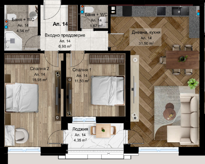 Продается  2 спальни Стара Загора , Аязмото , 109 кв.м | 34107715 - изображение [2]