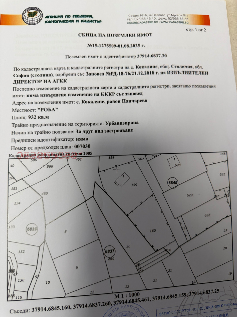 Продава ПАРЦЕЛ, гр. София, с. Кокаляне, снимка 2 - Парцели - 53490686