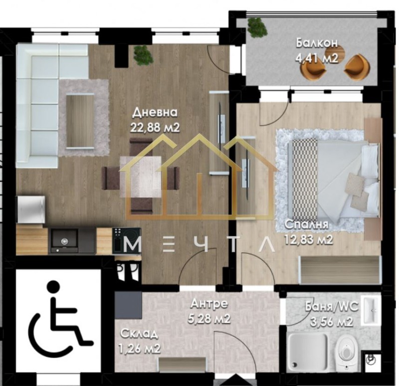 Na prodej  1 ložnice Plovdiv , Južen , 76 m2 | 54216599 - obraz [2]