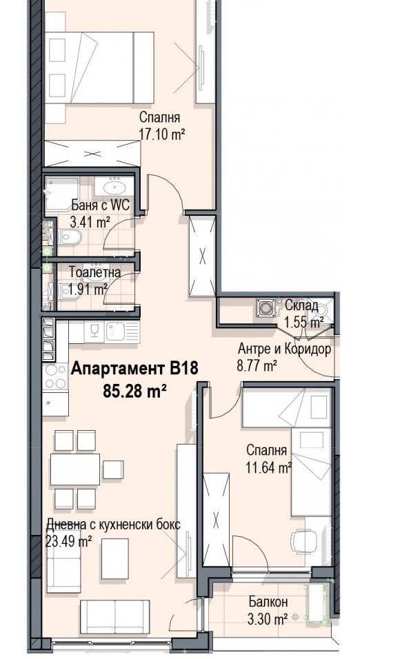 Продава 3-СТАЕН, гр. София, Кръстова вада, снимка 2 - Апартаменти - 52305116