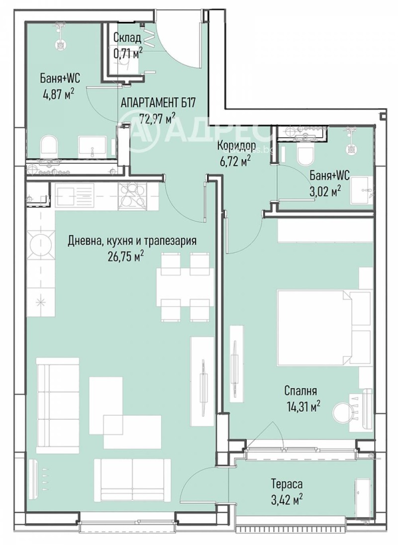 In vendita  1 camera da letto Sofia , Mladost 4 , 92 mq | 16353965 - Immagine [2]