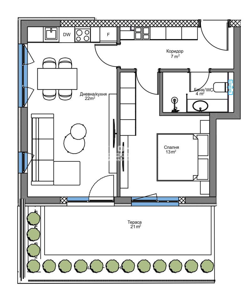 Satılık  1 yatak odası Plovdiv , Karşiyaka , 86 metrekare | 87554710 - görüntü [2]