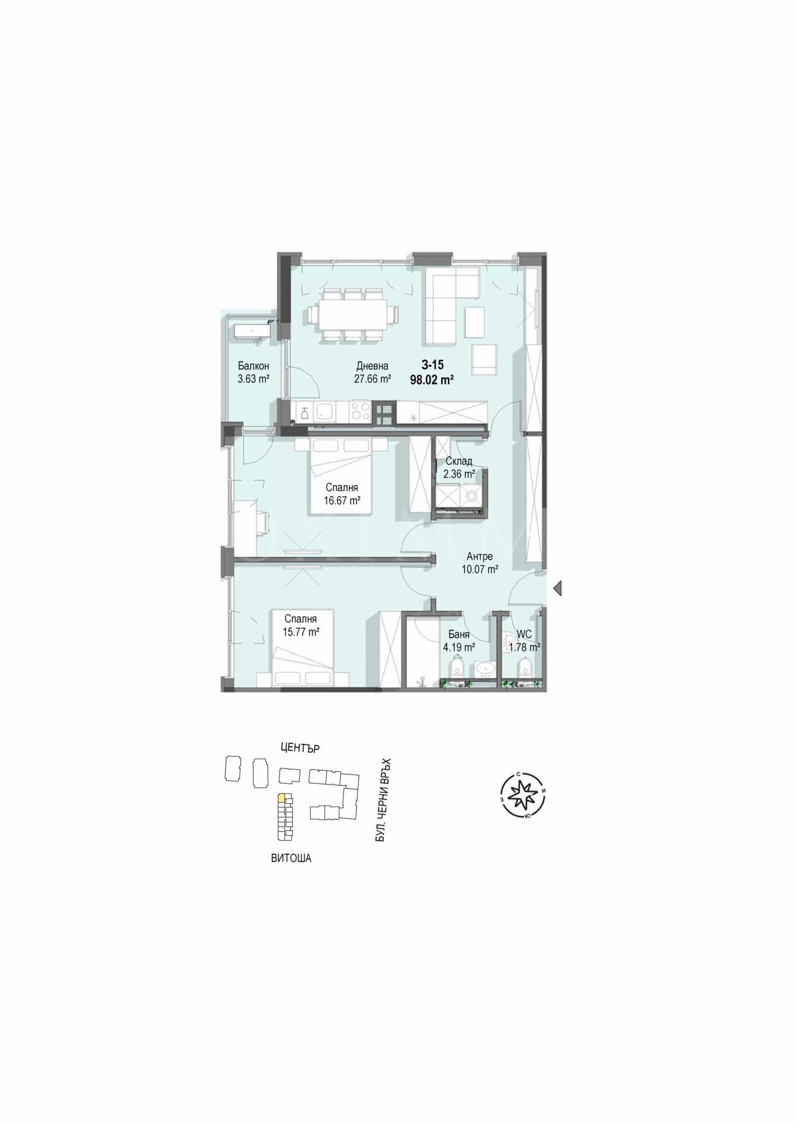Продава 3-СТАЕН, гр. София, Кръстова вада, снимка 4 - Апартаменти - 56583545