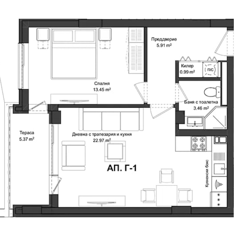 Eladó  1 hálószoba Plovdiv , Gagarin , 72 négyzetméter | 34563783 - kép [2]