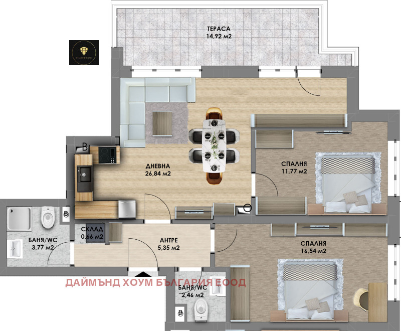 À vendre  2 chambres Plovdiv , Hristo Smirnenski , 113 m² | 68604158 - image [3]