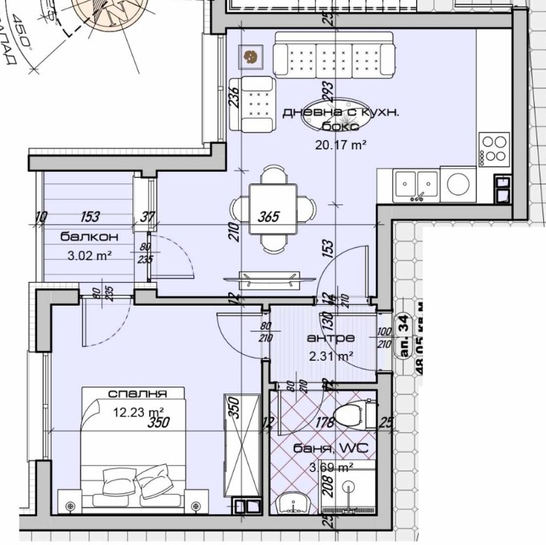 Продава 2-СТАЕН, гр. Варна, Цветен квартал, снимка 3 - Апартаменти - 54366671