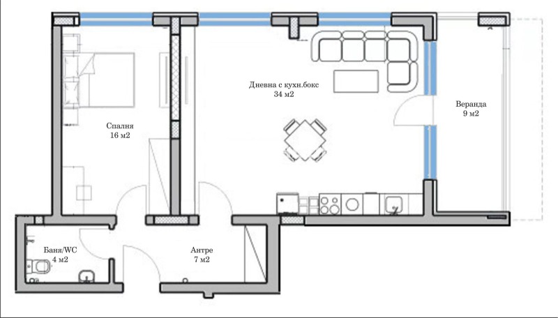 Na prodej  1 ložnice Plovdiv , Mladežki Chalm , 93 m2 | 66348894 - obraz [2]