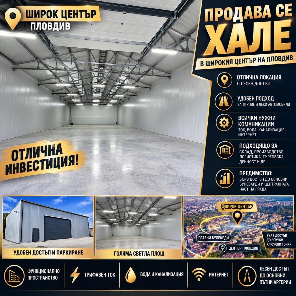 Продава ПРОМ. ПОМЕЩЕНИЕ, гр. Пловдив, Индустриална зона - Изток