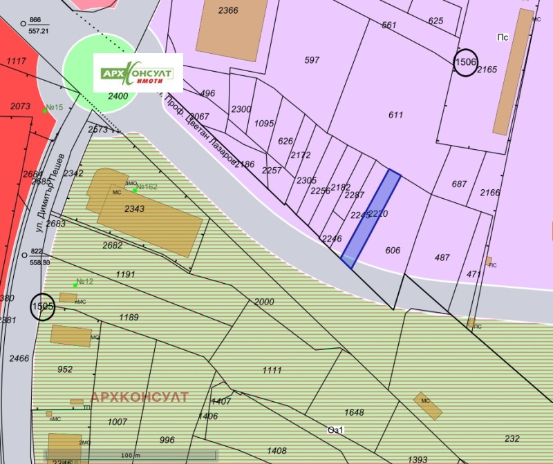 Продава ПАРЦЕЛ в град София, Дружба 2 - 514 кв.м / 137 500 € » 268 926.63 лв., АРХКОНСУЛТ