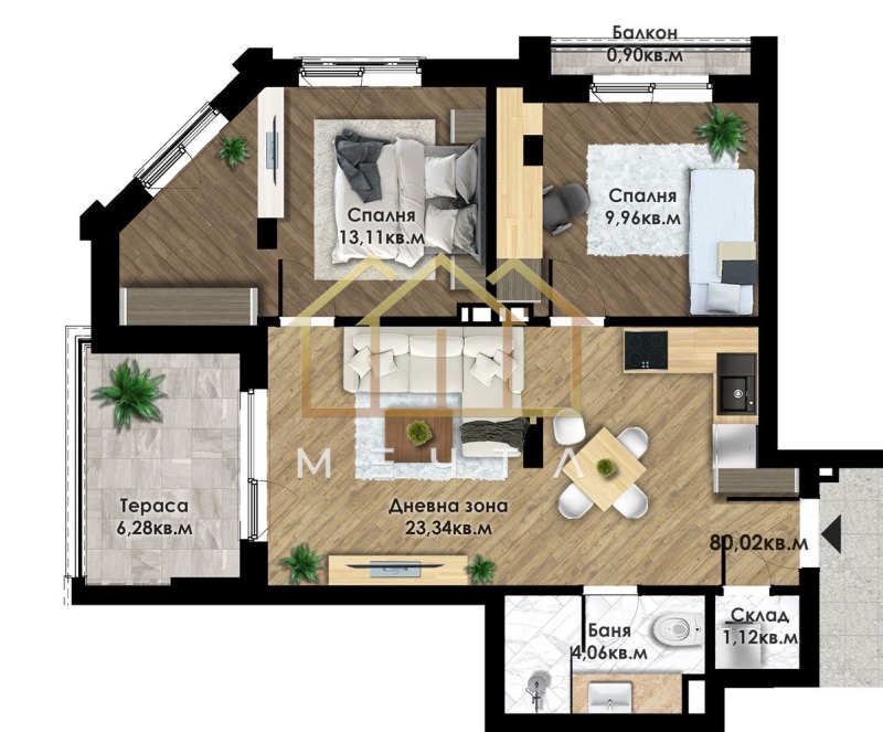 À vendre  2 chambres Plovdiv , Sadiiski , 80 m² | 75132626 - image [2]