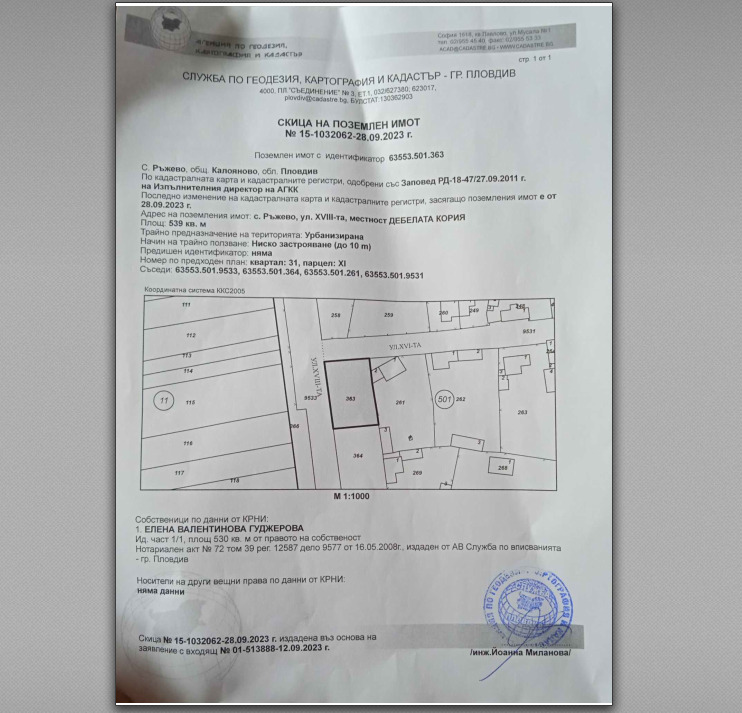 For Sale  Plot region Plovdiv , Razhevo , 1088 sq.m | 44577762