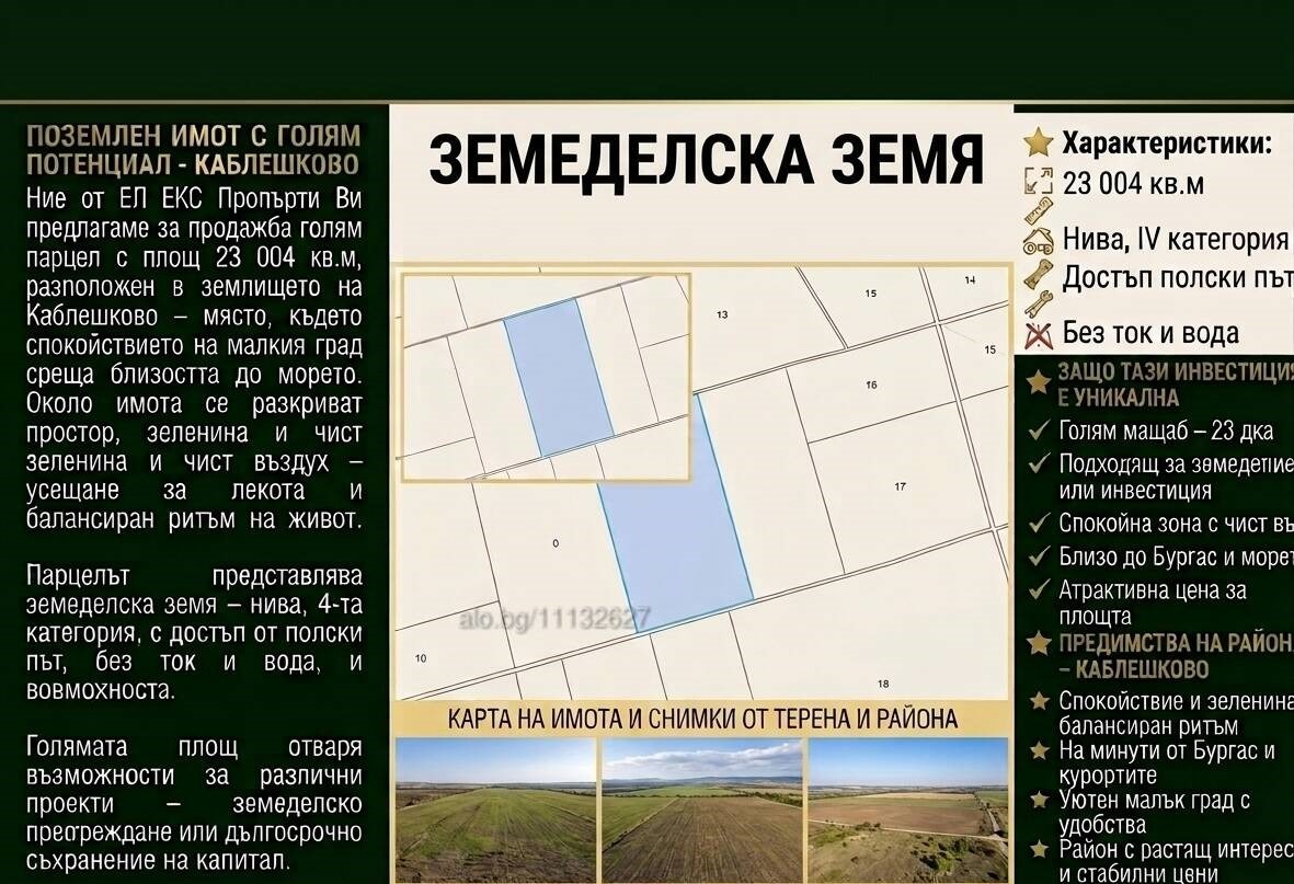 Продава ПАРЦЕЛ, гр. Каблешково, област Бургас
