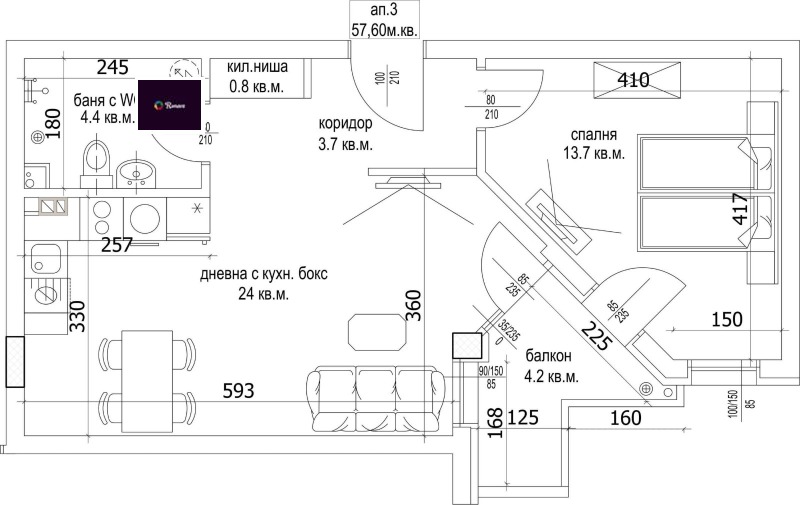 Продава 2-СТАЕН, гр. Варна, Цветен квартал, снимка 1 - Aпартаменти - 49499501