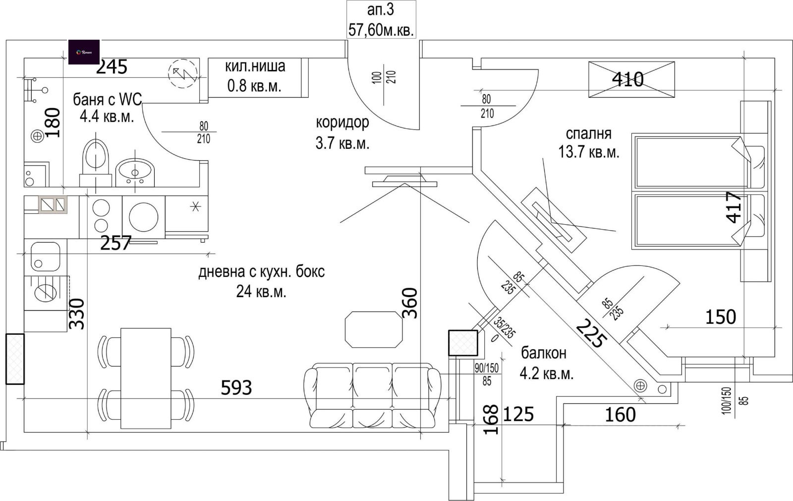 Продава 2-СТАЕН, гр. Варна, Цветен квартал, снимка 2 - Апартаменти - 49499501