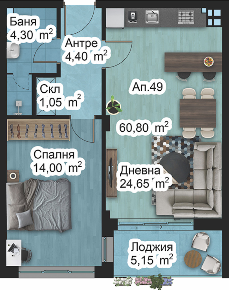 Продава  2-стаен град Пловдив , Младежки Хълм , 71 кв.м | 76670401 - изображение [2]