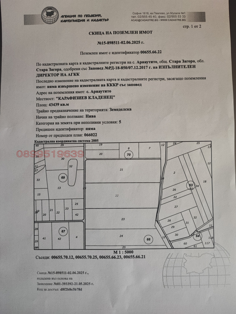 Продава  Земеделска земя област Стара Загора , с. Арнаутито , 43 дка | 29819255