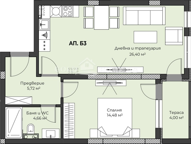 Zu verkaufen  1 Schlafzimmer Plowdiw , Hristo Smirnenski , 56 qm | 87634768 - Bild [7]