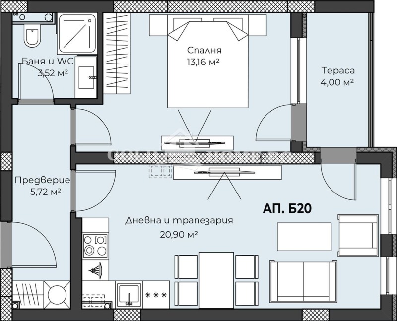 Zu verkaufen  1 Schlafzimmer Plowdiw , Hristo Smirnenski , 56 qm | 87634768 - Bild [3]