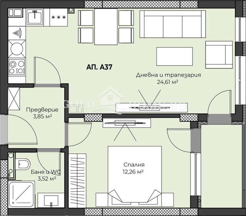 Zu verkaufen  1 Schlafzimmer Plowdiw , Hristo Smirnenski , 56 qm | 87634768 - Bild [4]