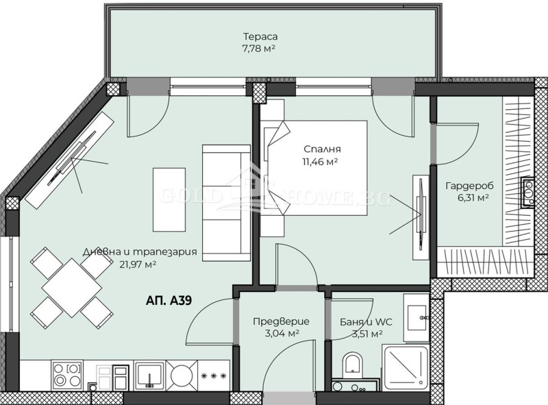 Zu verkaufen  1 Schlafzimmer Plowdiw , Hristo Smirnenski , 56 qm | 87634768 - Bild [6]