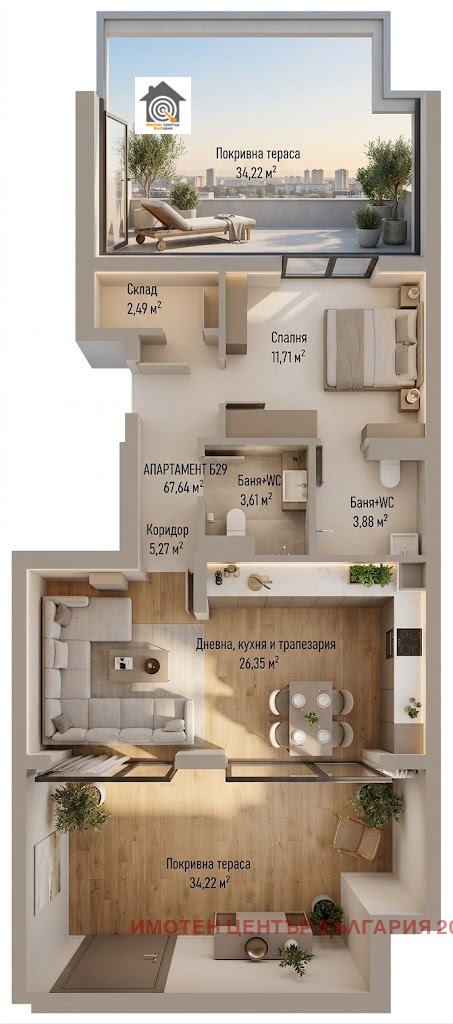 Продава 2-СТАЕН, гр. София, Младост 4