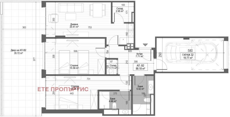 Продава 3-СТАЕН в град София, Център - 127 кв.м / 376 436 € » 736 244.82 лв., ЕТЕ ПРОПЪРТИС