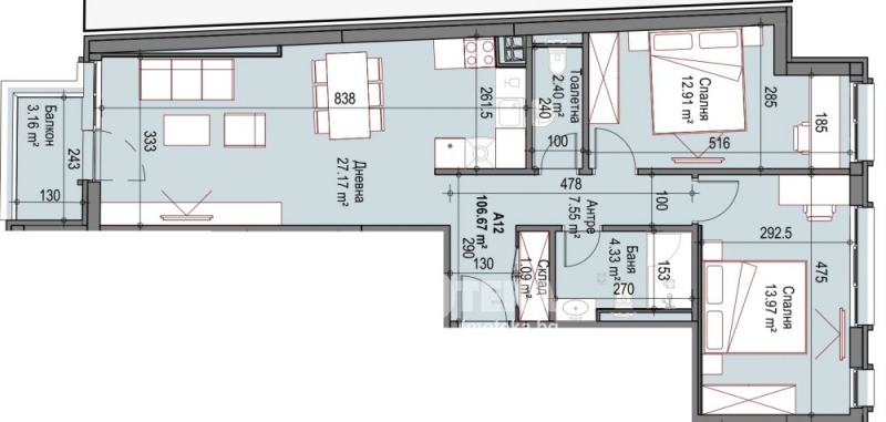 Eladó  2 hálószobás Sofia , Suhata reka , 107 négyzetméter | 14446489 - kép [2]