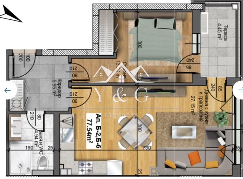 En venta  1 dormitorio Plovdiv , Jristo Smirnenski , 77 metros cuadrados | 42406344 - imagen [2]