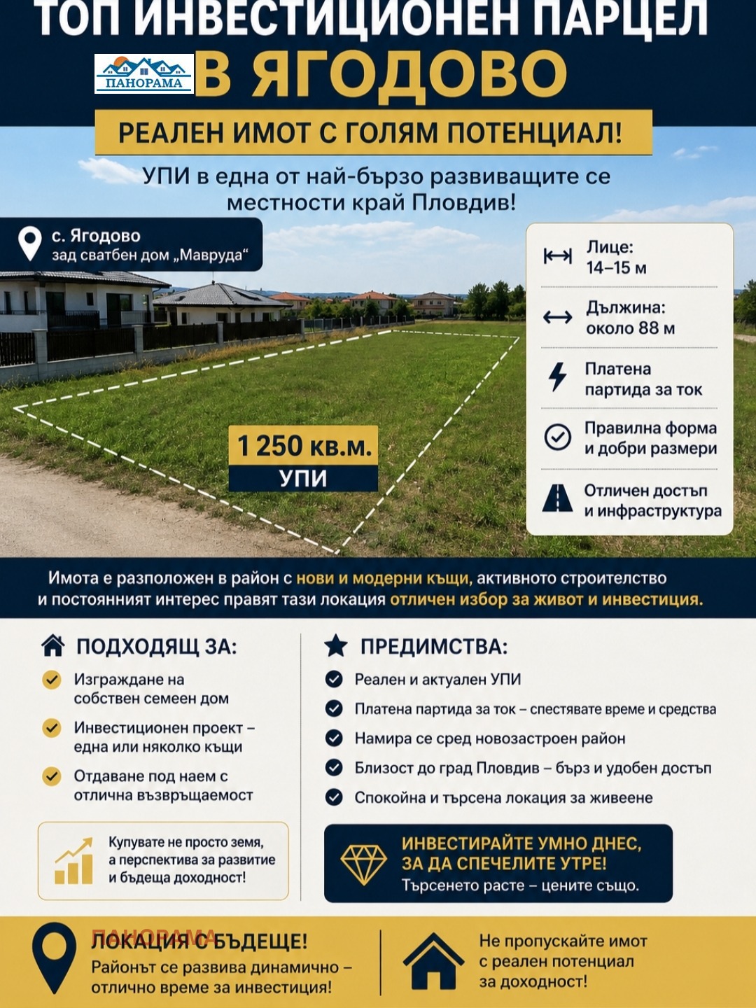 Продава ПАРЦЕЛ, с. Ягодово, област Пловдив