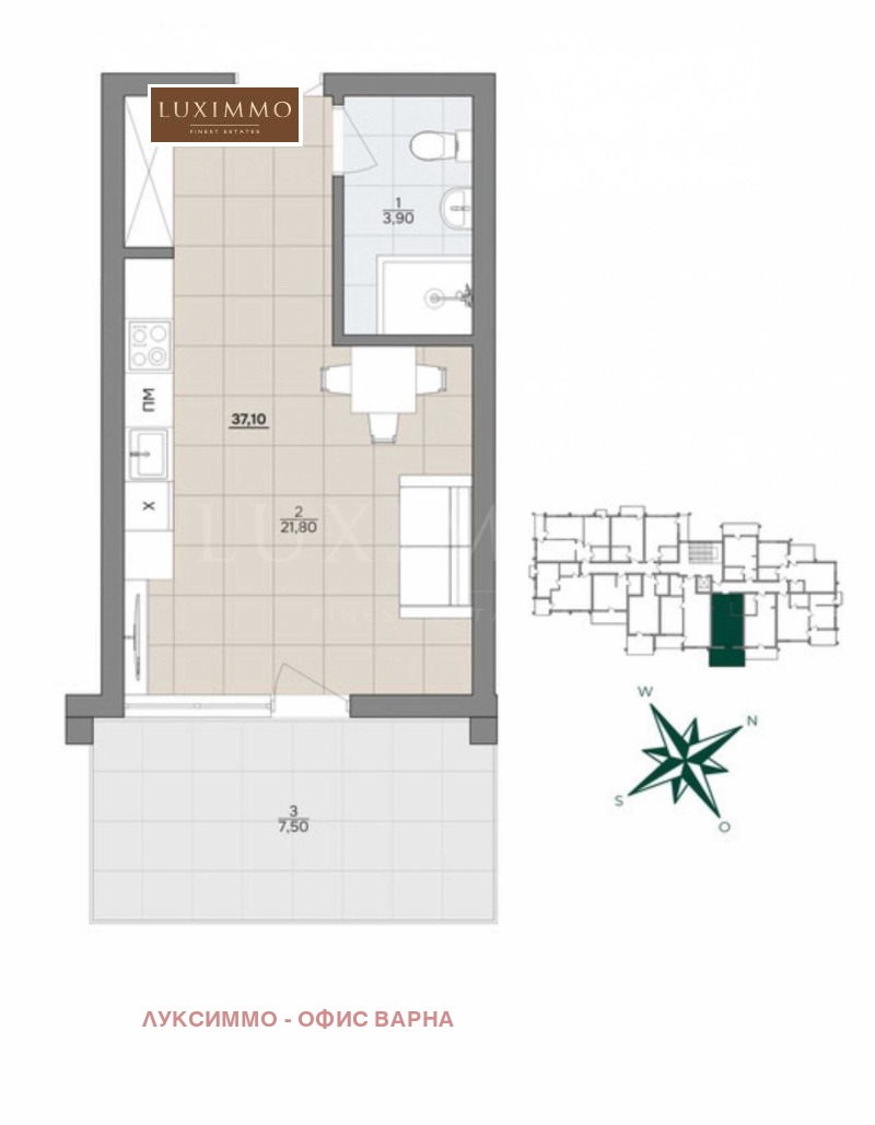 À venda  Estúdio Varna , m-t Alen mak , 37 m² | 55450543 - imagem [6]