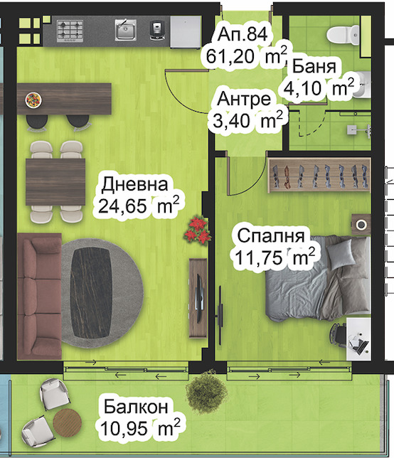 Til salgs  1 soverom Plovdiv , Zapaden , 71 kvm | 42677006 - bilde [4]