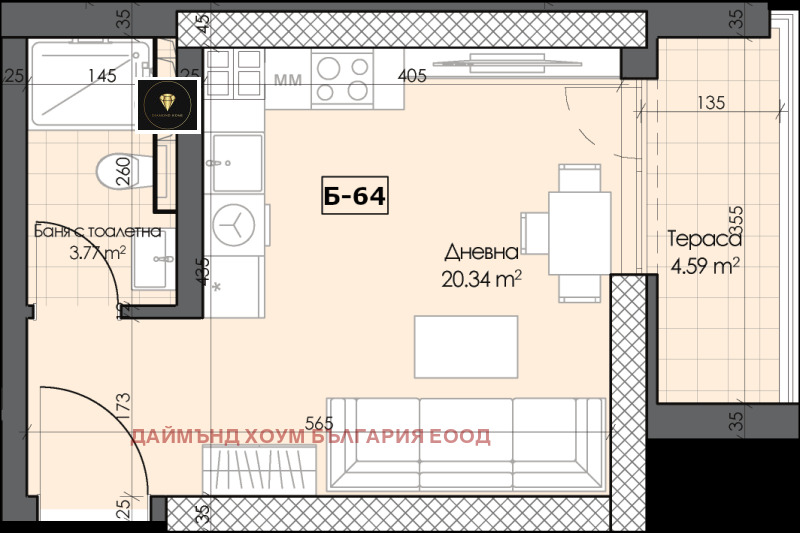 En venta  Estudio Plovdiv , Gagarin , 44 metros cuadrados | 34929132 - imagen [2]