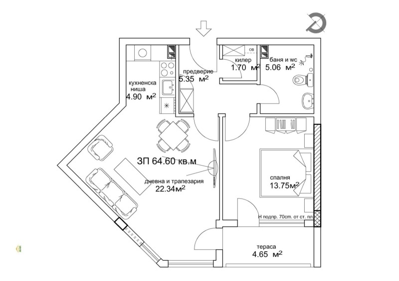 Na prodej  1 ložnice Plovdiv , Sadijski , 80 m2 | 66520009 - obraz [2]