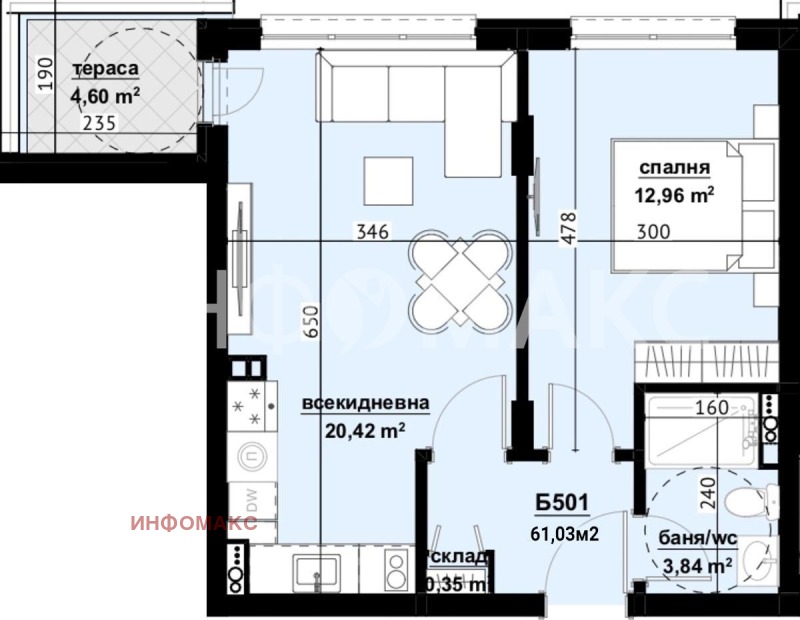 Продава  2-стаен град Бургас , Изгрев , 61 кв.м | 25494478