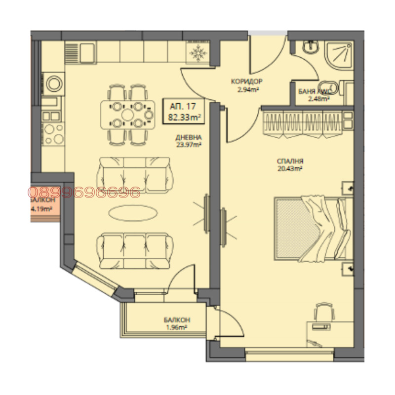 Продава  2-стаен град София , Левски В , 82 кв.м | 55360818
