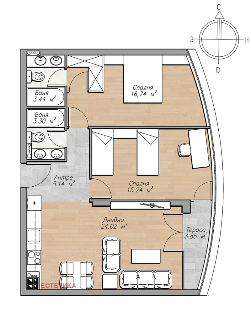 De vânzare  2 dormitoare Sofia , Oboriște , 100 mp | 96991378