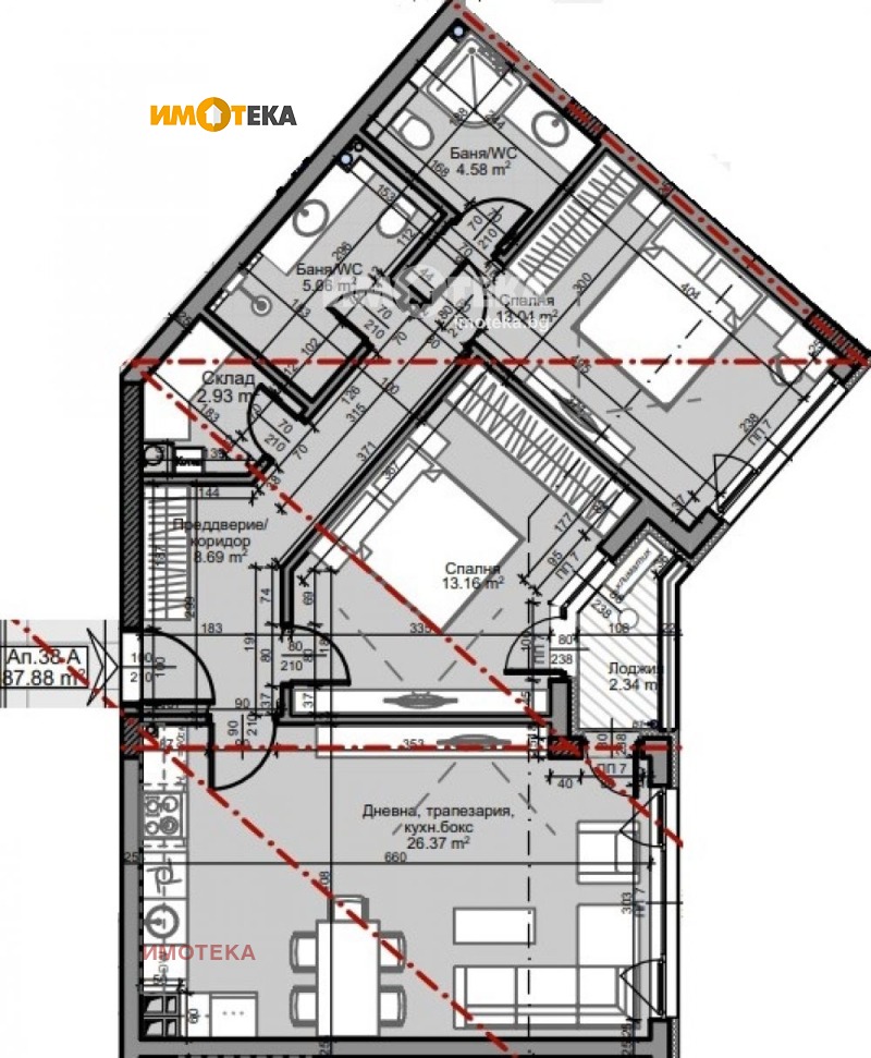 Til salgs  2 soverom Sofia , Mladost 4 , 102 kvm | 32738396 - bilde [3]