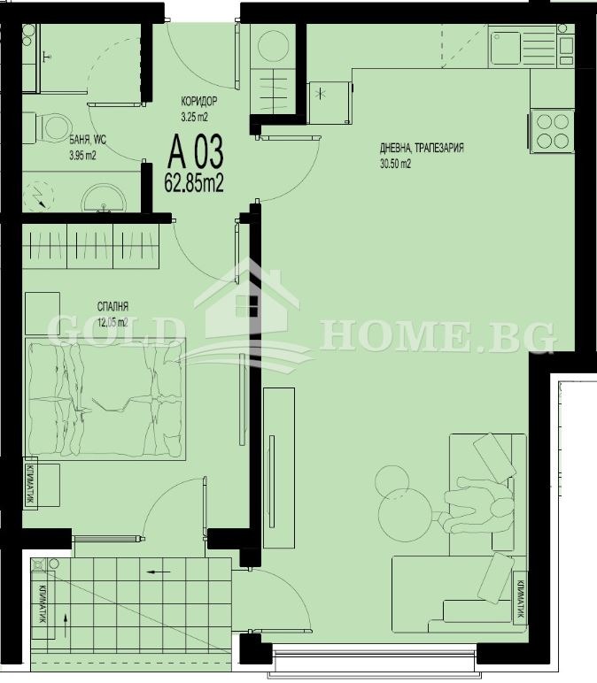 Na prodej  1 ložnice Plovdiv , Christo Smirnenski , 65 m2 | 22458183 - obraz [9]