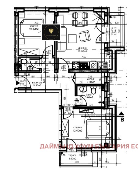 For Sale  2 bedroom Plovdiv , Hristo Smirnenski , 91 sq.m | 92749221 - image [2]