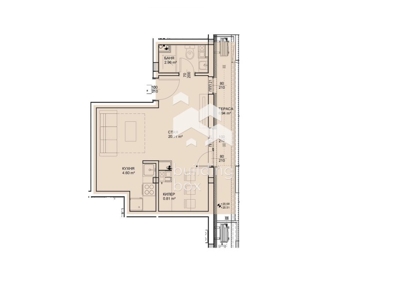 Satılık  1 yatak odası Varna , Izgrev , 52 metrekare | 65972714 - görüntü [4]